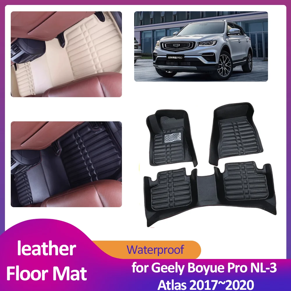 

Floor Mat for Geely Boyue Pro NL-3 Atlas Emgrand X7 Sport 2017~2020 Leather Foot Liner Waterproof Carpet Pad Custom Accessories