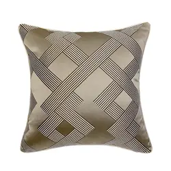 Modern Khaki Geometric Woven Jacquard Home Throw Customized Cushion Cover Decorative Square Custom Pillow Case 45 x 45 cm