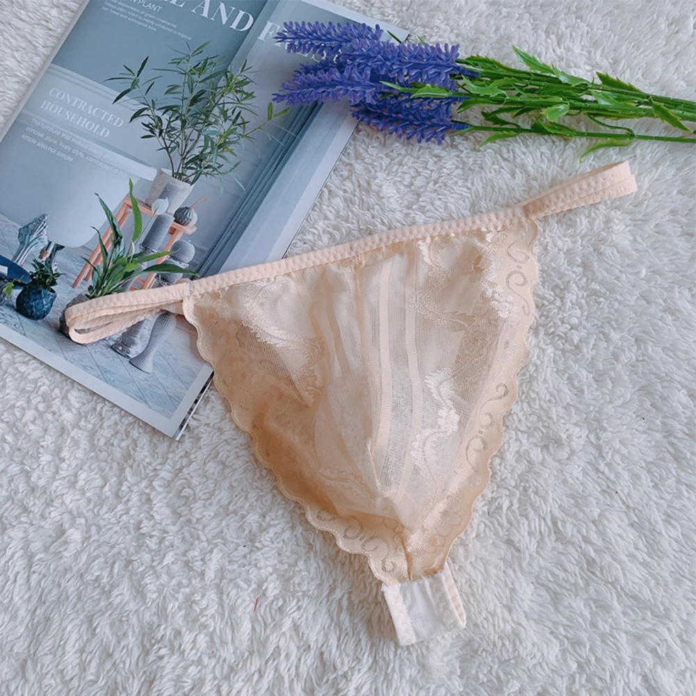 

Mens Sexy Thong Briefs Lace T-Back G-String Panties Bulge Pouch Knickers Underwear Seamless Jockstrap Sissy Erotic Lingerie