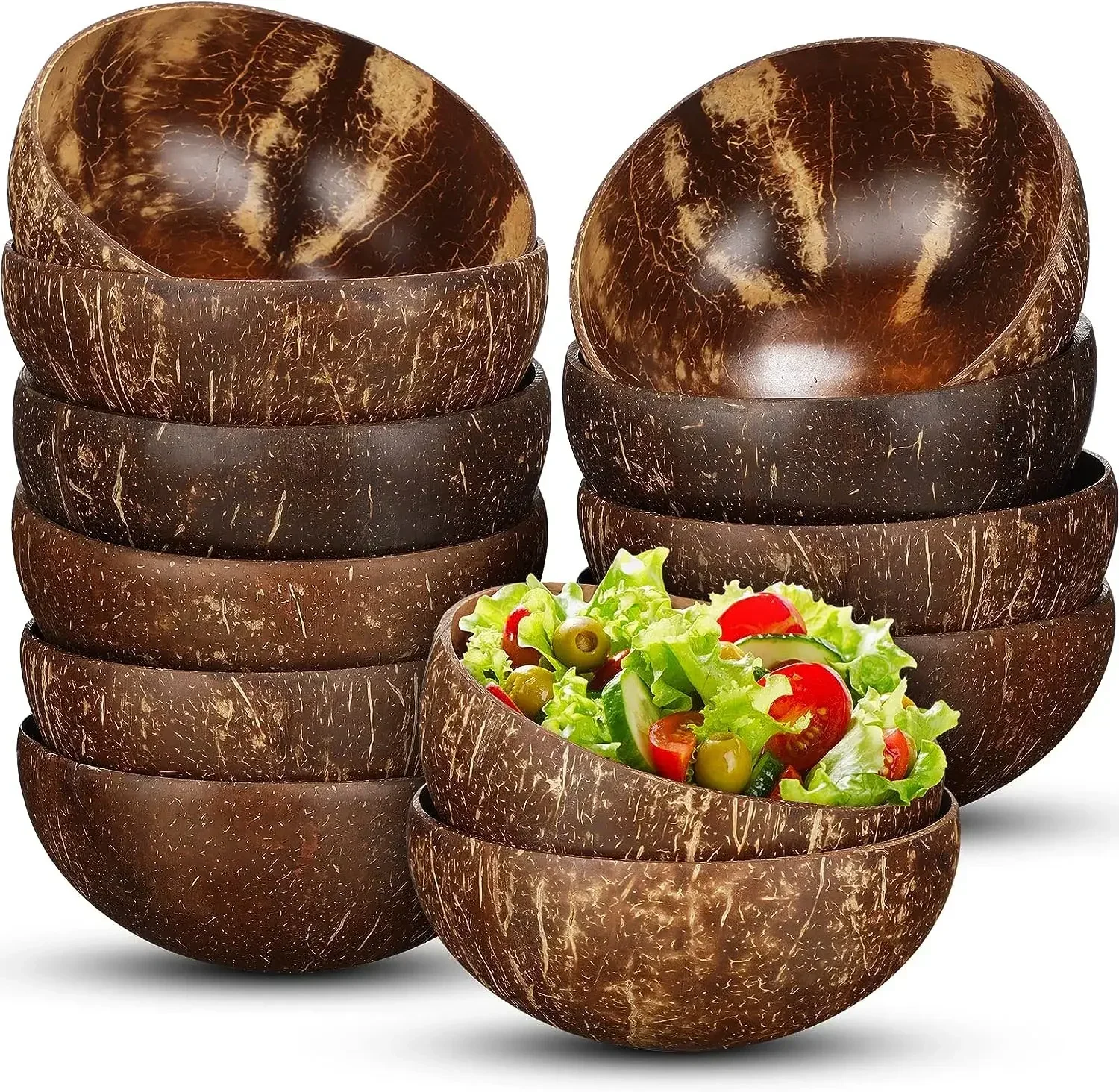 Natural Coconut Shell Bowl Coconut Bowl Light Food Container Fruit Salad Milkshake Dessert Bowl Southeast Asia Tableware Package