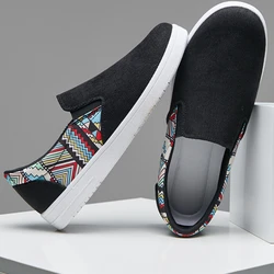 Men Casual Shoes Canvas Slip on Skate Fashion Sneakers Vintage Non Slip Walking Flats Male Loafers Vas