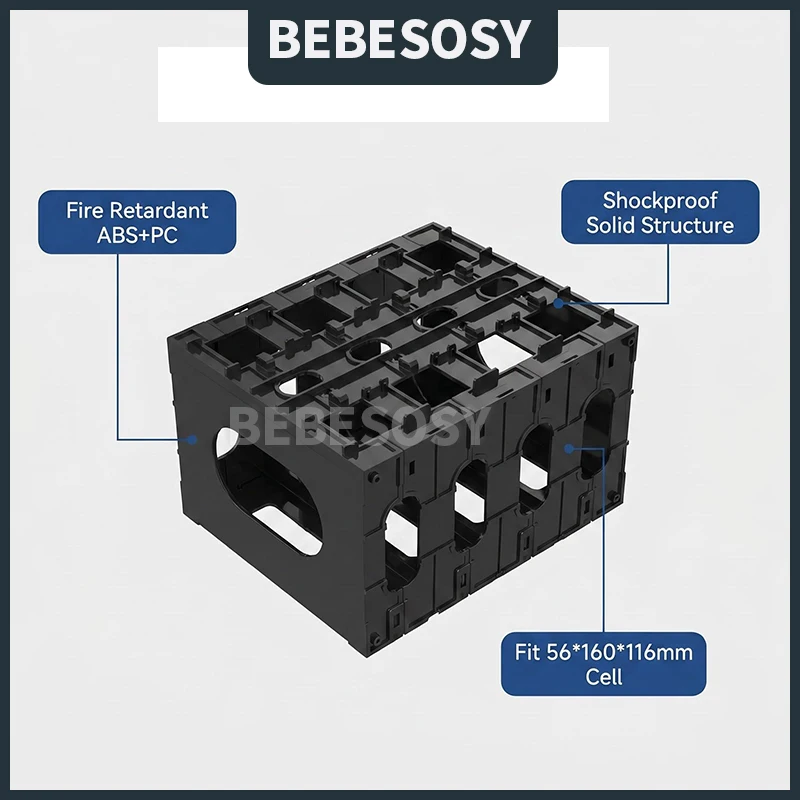 100AH Battery Frame Splicable Battery Frame for CATL EVE 100Ah Lifepo4 Cells Flame-Retardant ABS PC Plastic Holder with Latches