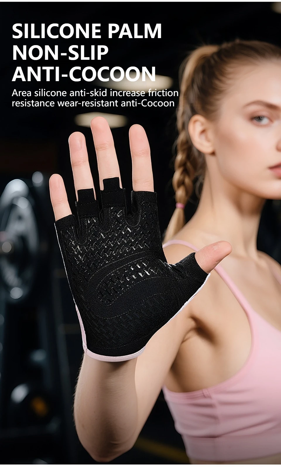 GTUBIKE 1 Paar neue Fahrradhandschuhe, Workout-Gymnastikhandschuhe für Männer und Frauen, Gewichtheben, fingerlose Handschuhe, Training, Übung, Fitness – Detail 3