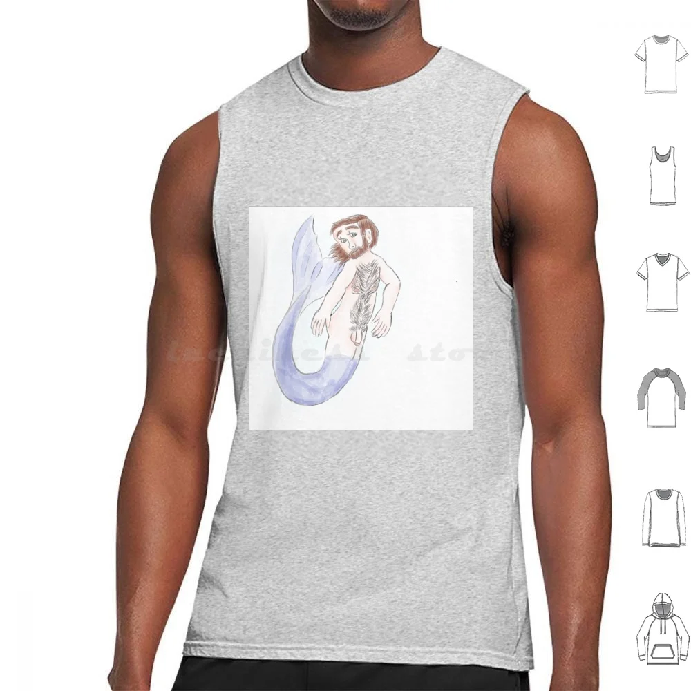 Mer Daddy 3 Tank Tops Print Cotton Merman Merman Mermen Daddy Daddy Pride Triton Sea Underwater Erotica Merman Daddy