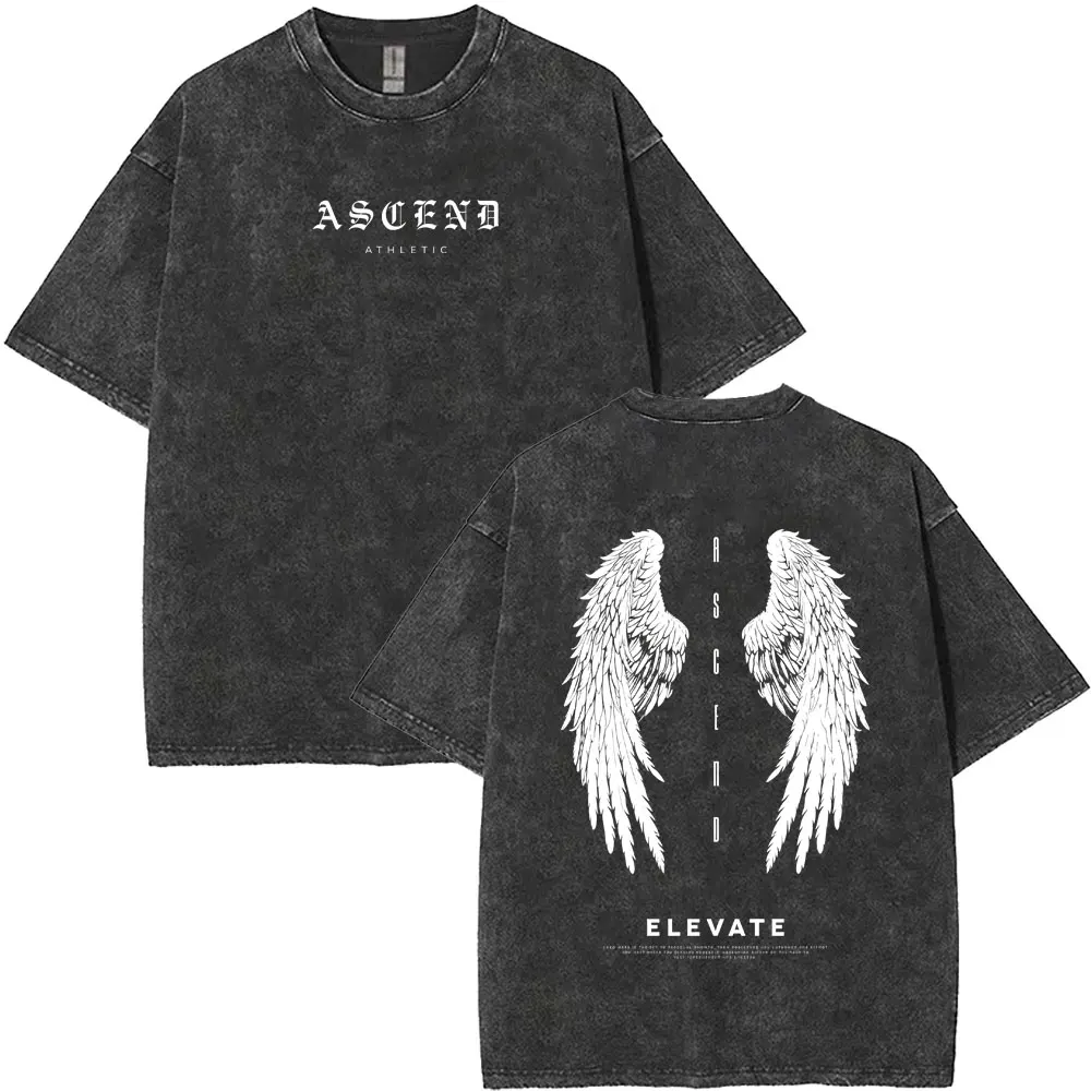 

Washed Vintage T-shirt Christian Jesus Ascend Aathletic Graphic Tshirt Men Women Fashion Oversized T Shirts Male Gothic Clothes