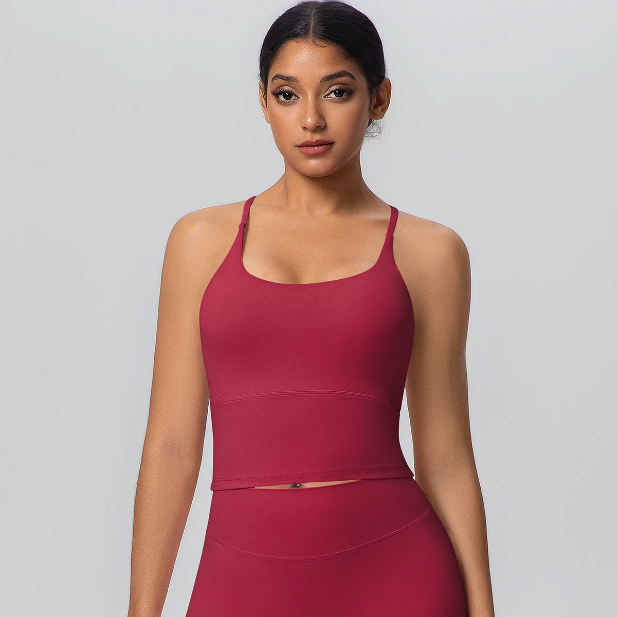 1 Stück Einfarbiger Weicher Rückenfreier Fitness-Yoga-BH für Damen, Hochfester Stoßdämpfender Sport-Top mit Push-Up-Effekt und Brustpolster – Detail 35