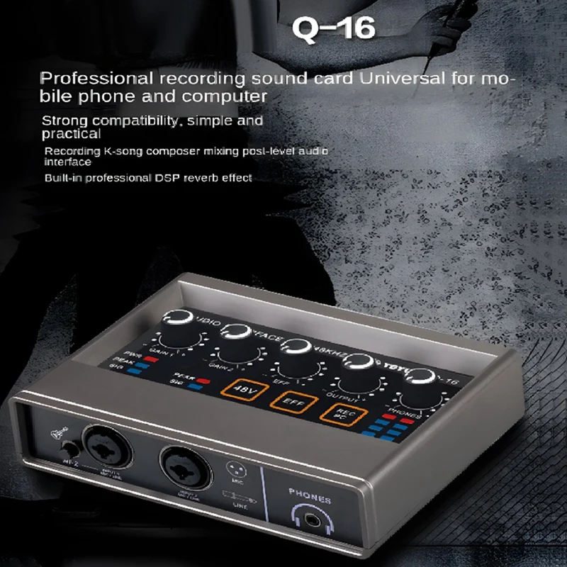 

Audio Interface Sound Card 48Khz Converter Broadcast Professional Studio For Karaoke Recording