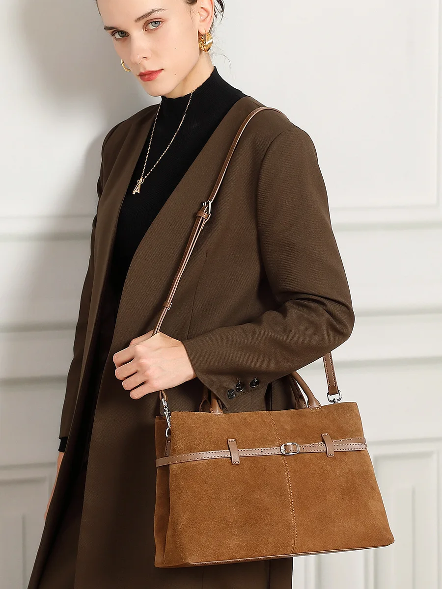 YANATARI genuine leather large capacity minimalist tote bag women Frosted leather luxury Crossbody bag handbag shoulder bag view 3