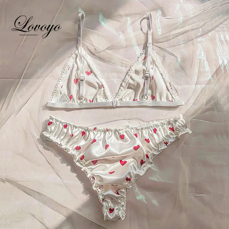 Women's Erotic Lingerie Suit Bowknot Sexy Wire Free Lingerie Underwear Two Piece Female White Set