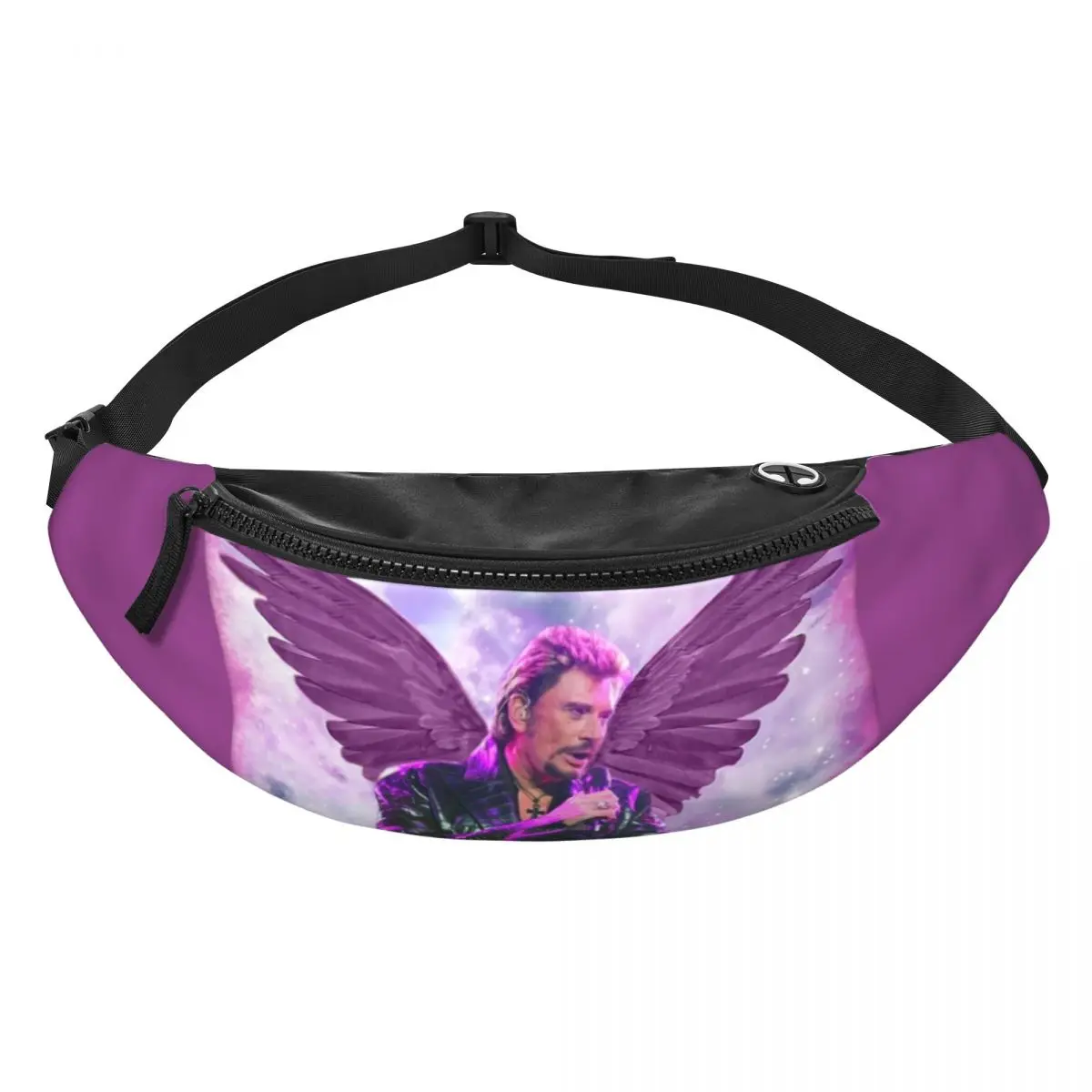 Custom Cool Johnny Hallyday Angel Wings Fanny Pack for Running Men Women Rock Singer Music Crossbody Waist Bag Phone Money Pouch