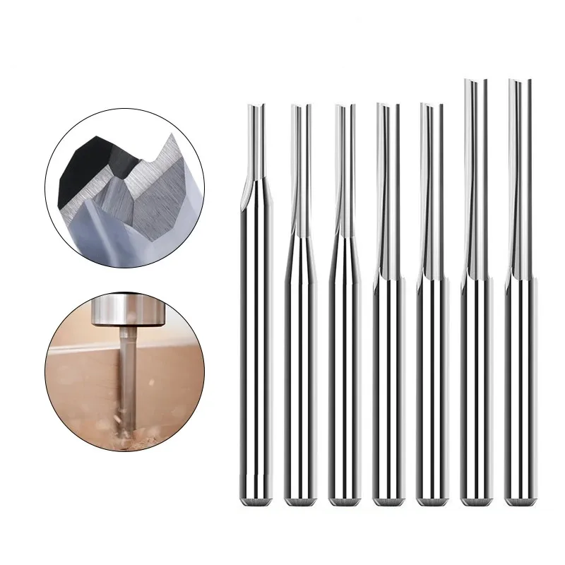 10pcs Carbide End Mill  3.175mm （1/8）Shank 2 Flute Straight Slot Milling Cutter MDF Plastic Wood Cutter CNC Machine Router Bit