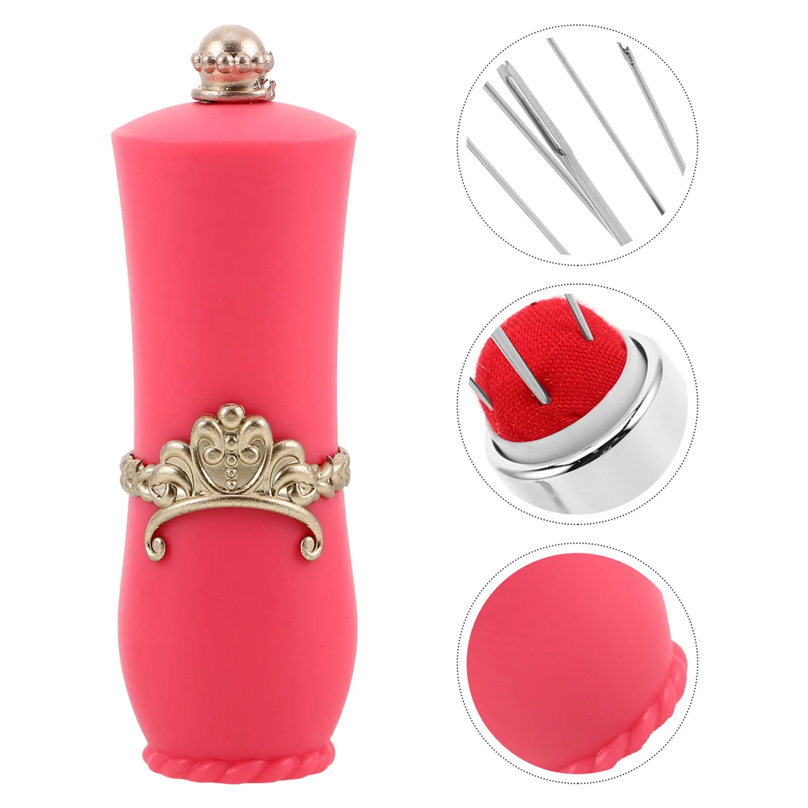 Lippenstift-Nadelkissen in Kronenform, Tragbare Nadel-Aufbewahrungsröhre, Nähzubehör, Nadelorganizer für Stickerei und DIY-Handwerk