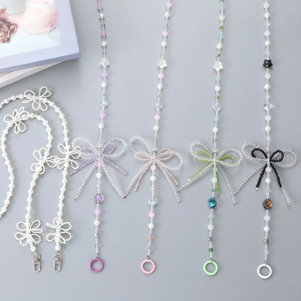

Pearl Beads Phone Lanyard Bag Chain Bowkont Beaded Phone Chain Long-style Colorful Mobile Phone Crossbody Strap