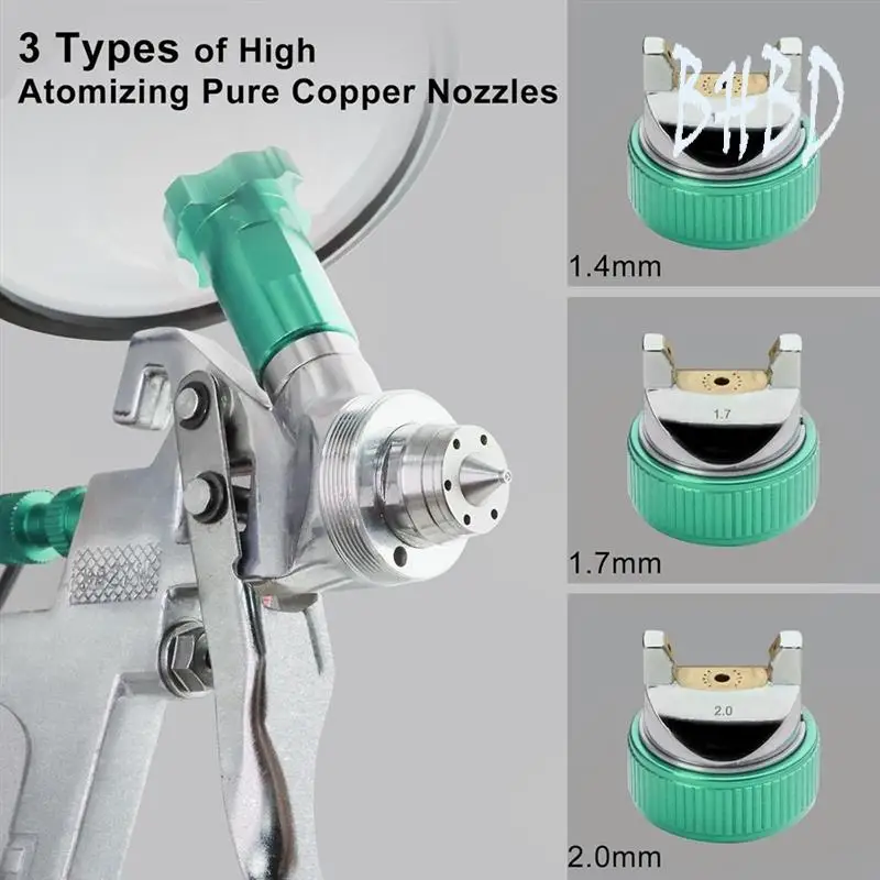 

BHBD-Paint Sprayer With Paint Mixing Cup, Paint-Gun Kit Contain 1.4 1.7 2.0 Mm Nozzles 10 Disposable 600ML Cups