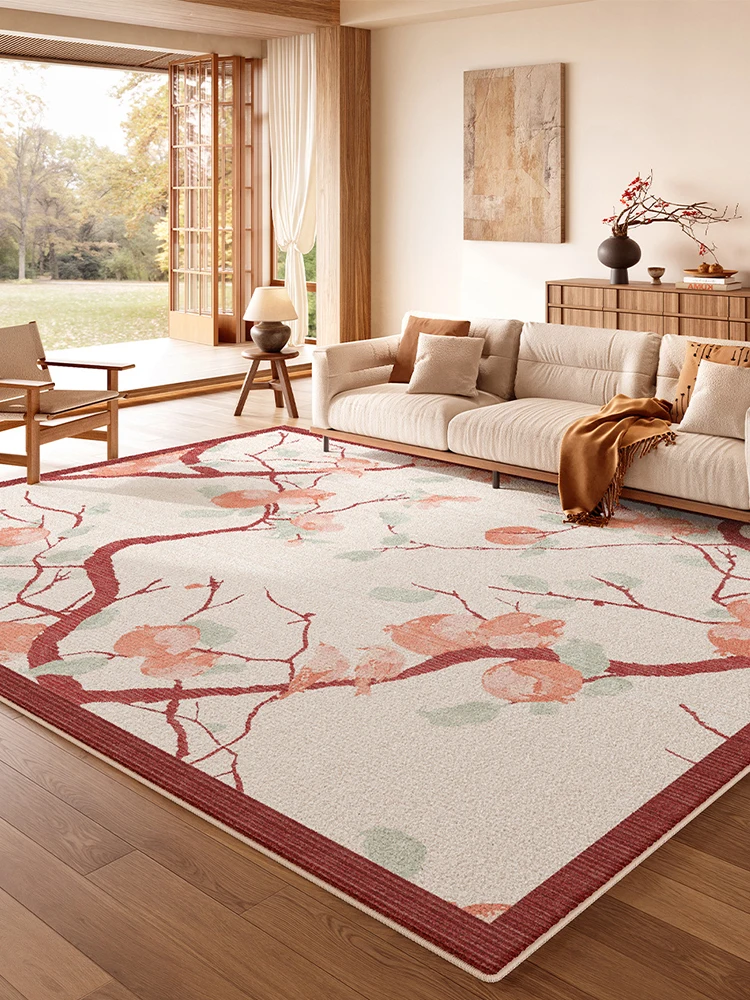 New Chinese Style Red Carpet Rug Living Room Soft Anti-skid Home Sofa Bedside Mat Large Home Office Study Area Rug for Bedroom