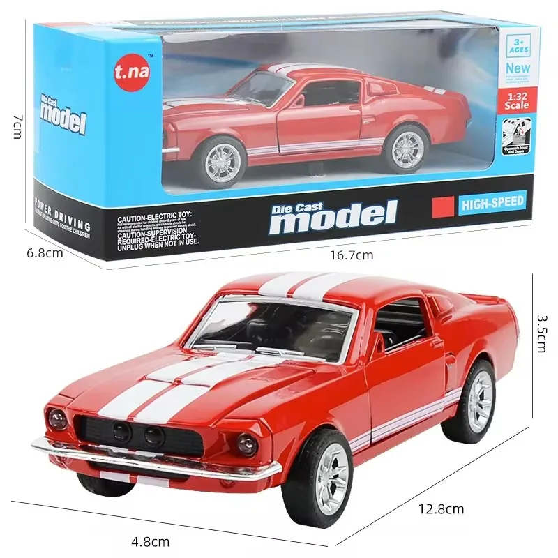 Vintage 1:32 Alloy Classic Ford Mustang GT 1967 GT500 Retro model classic throwback toy Car Miniature Car Replica Children Gift