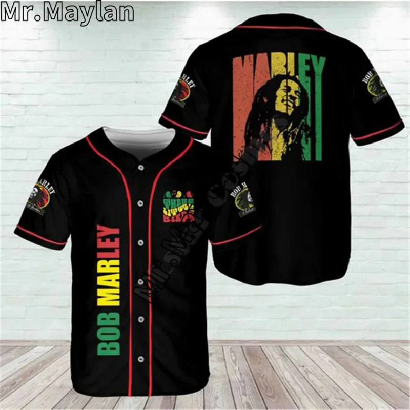 Newest Bob Marley Baseball Jersey Shirt Baseball Shirt 3D All Over Printed Men\'s Shirt Casual Shirts hip hop Tops