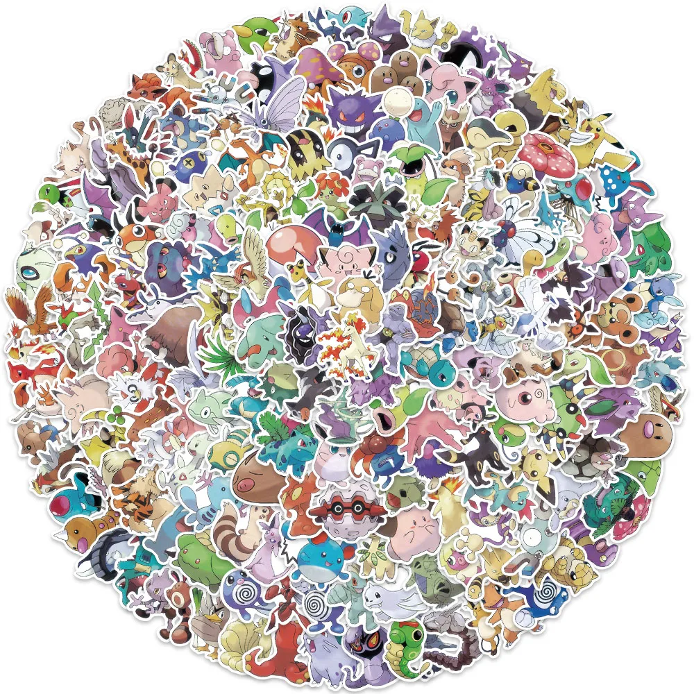 100/200/300 Stück Pokemon Kawaii Pikachu Aufkleber Dekoration Sticker für Laptop Skateboard Auto Gepäck Handy Wasserdichte Aufkleber Spielzeug