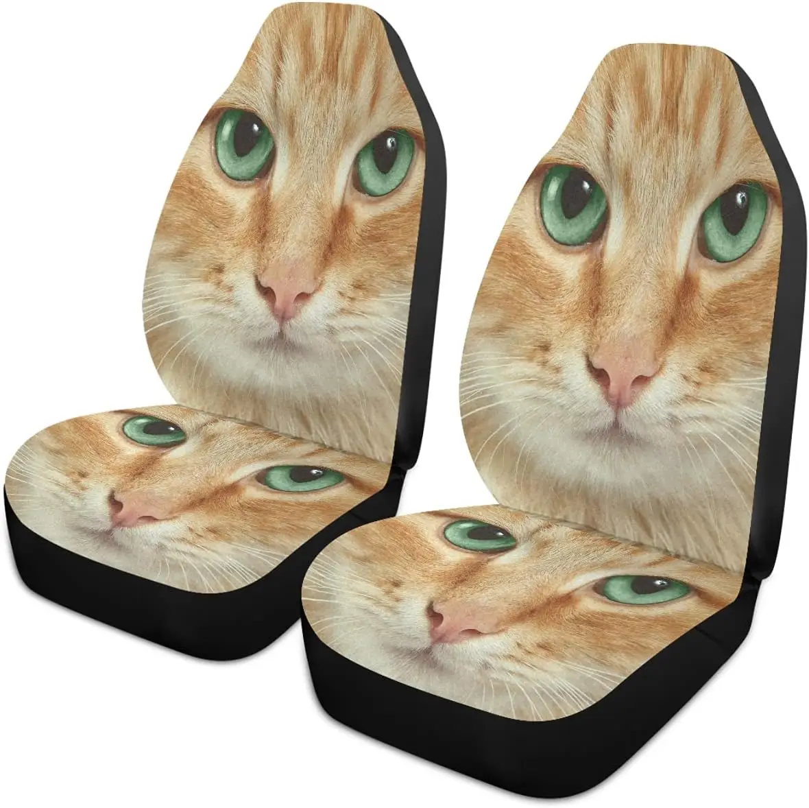 

Cute Cat Green Eyes Car Seat Covers Universal Auto Front Seats Protector Fits for Cars Truck SUV Van Four Seasons Car Seat Cover