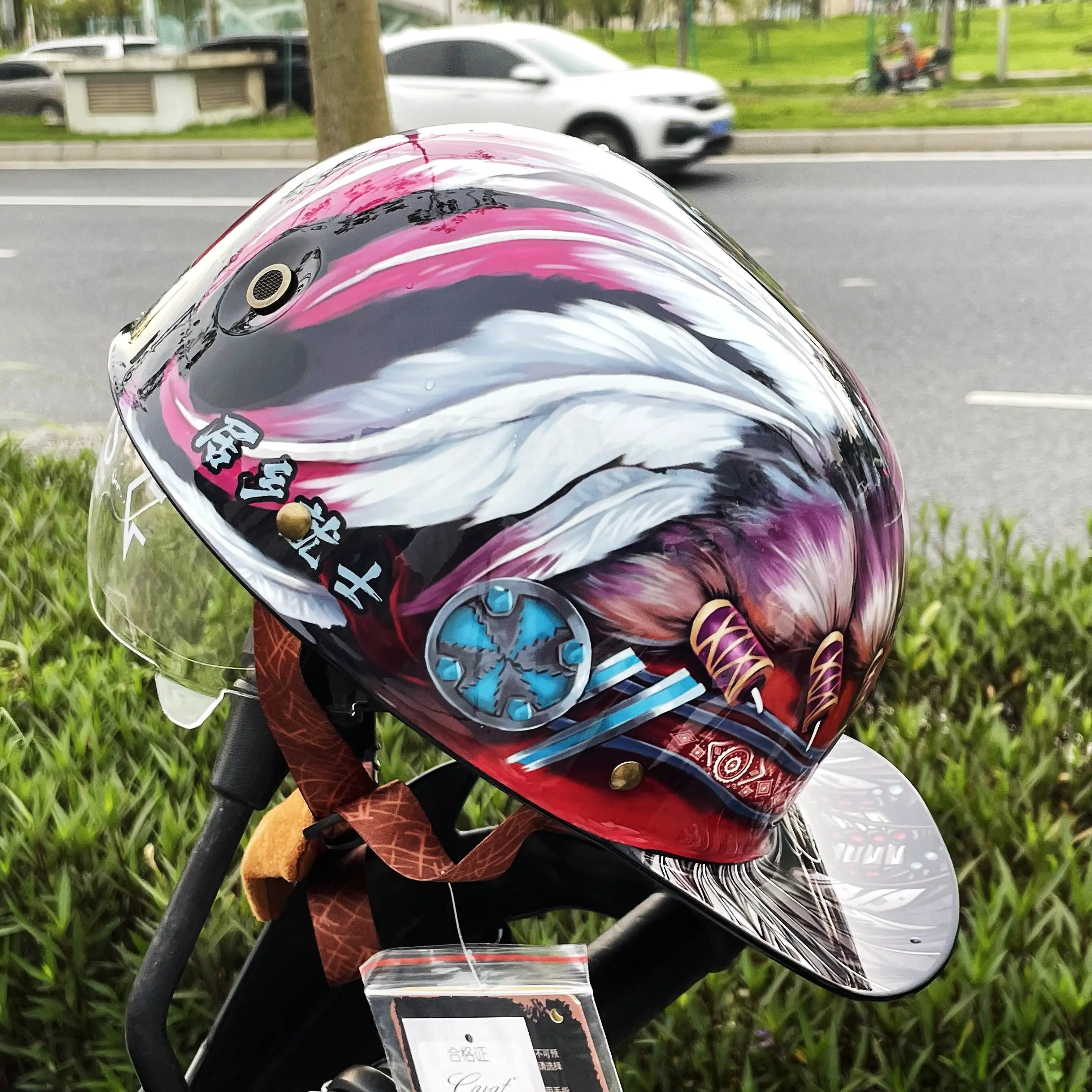 

Retro baseball cap street motorcycle helmet with blue lens, half-helmet for men/women, ECE DOT certified