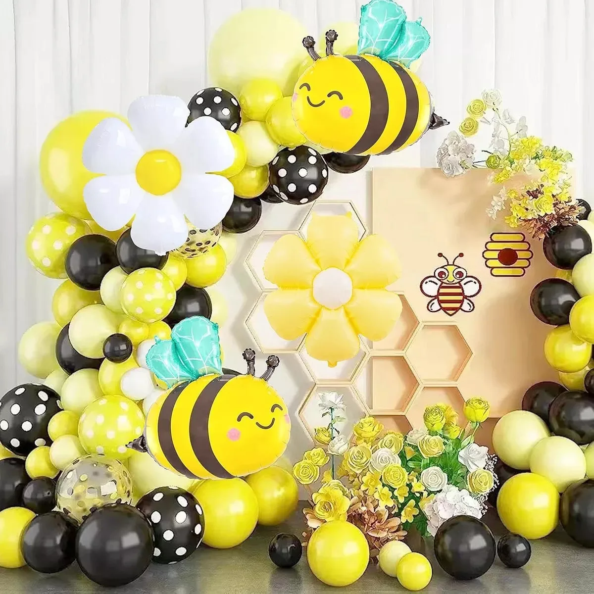 Bienenfolienballons für Kinder, niedliche Cartoon-Tierballons, Dschungel-Safari-Themenbedarf, Geburtstagsparty-Dekorationen, 4 Stück – Detail 2