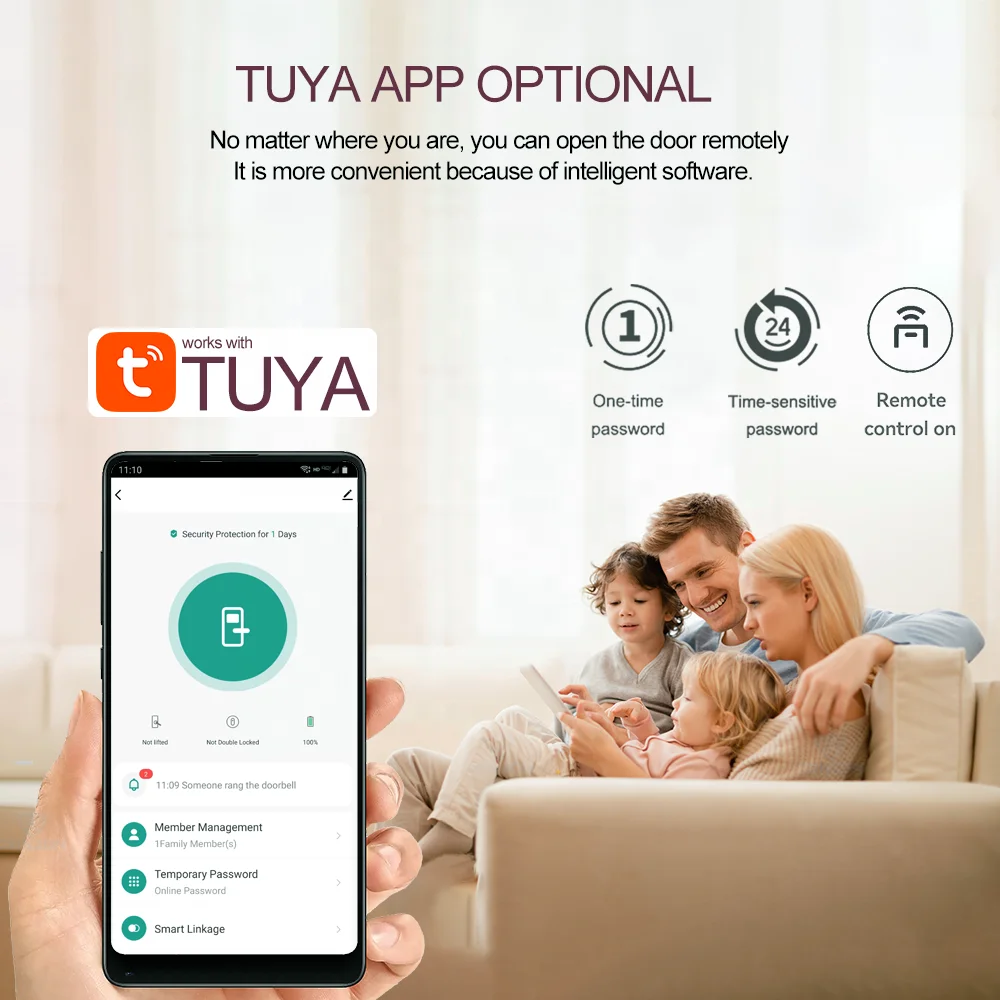 Codice cancello impermeabile Serratura digitale domestica Porta di casa senza chiave Serratura intelligente con maniglia per porta con impronta digitale con Wifi Tuya