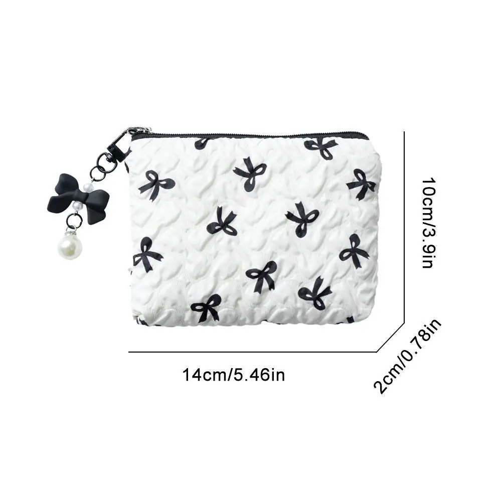 High-end Polyester Makeup Bag for Women Quilted Travel Cosmetic Bag Girls' Make Up Organizer Portable Little Bow Makeup Pouch image 2