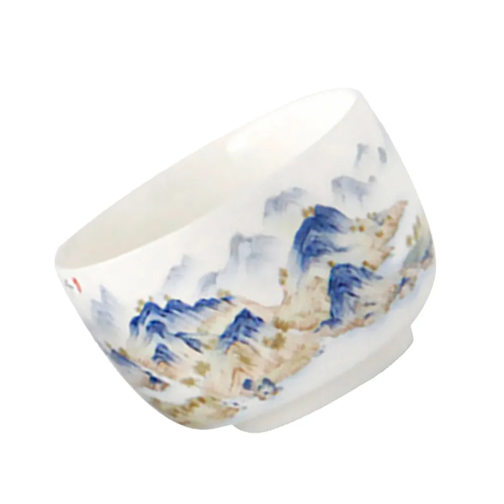 Hand-Painted Ceramic Tea Cup with Landscape Pattern – Vintage-Style Multi-Function Cup for Home, Office & Tea Room