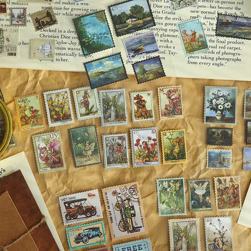 MOHAMM 4 Sheets Renaissance Industrial Era European Style Stamp Sticker Package Material