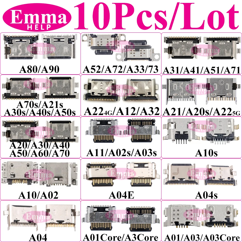 10 Stück Original-Ladeanschluss für Samsung A12 A21s A11 A01Core A02s A03s A04s A04e A10s A20s A30s A50s A70s A22 A32 5G A31 A21 A51 A71 A70 A50 A32 A52 A72 A-Serie Micro-USB-Anschluss Anschluss Ladestift Typ C Ersatz – Detail 3