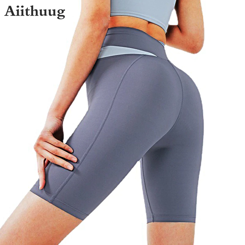 

Aiithuug High Waisted Scrunch Butt Yoga Pants Women's Hit Color Workout Seamless Short Leggings Fast Drying Athletic Gym Bottoms