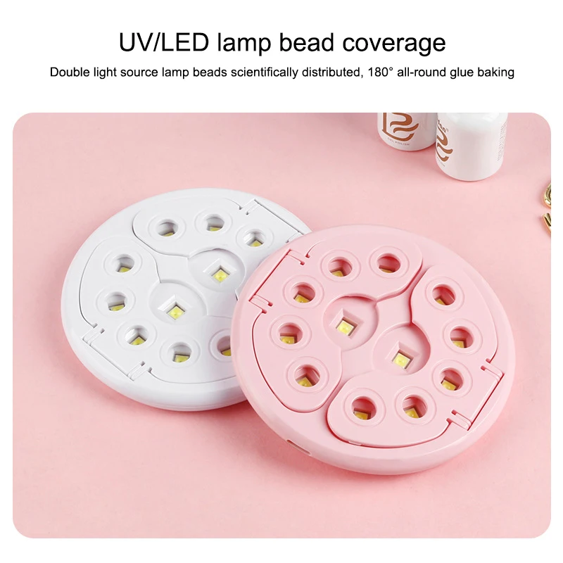 Mini Portable Nail Dryer With 12 LEDs Foldable Nail Art Light UV Phototherapy Machine For Home Salon Manicure Tools