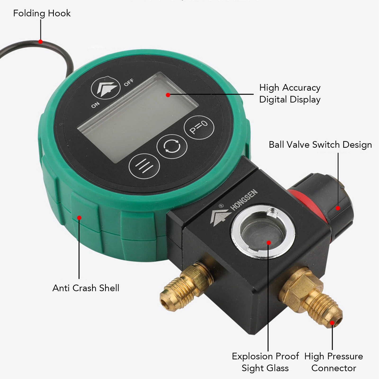 Manometro digitale HVAC Sensore ad alta precisione Allarme di sovrapressione stabile Tester per vuoto HVAC per fluorizzazione dell'aria condizionata