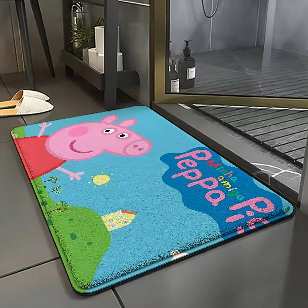 W-PeppaS-Pig Entry Door Floor Mat Festive Decorations Carpet Bathroom Anti-slip Mat Entrance Doormat