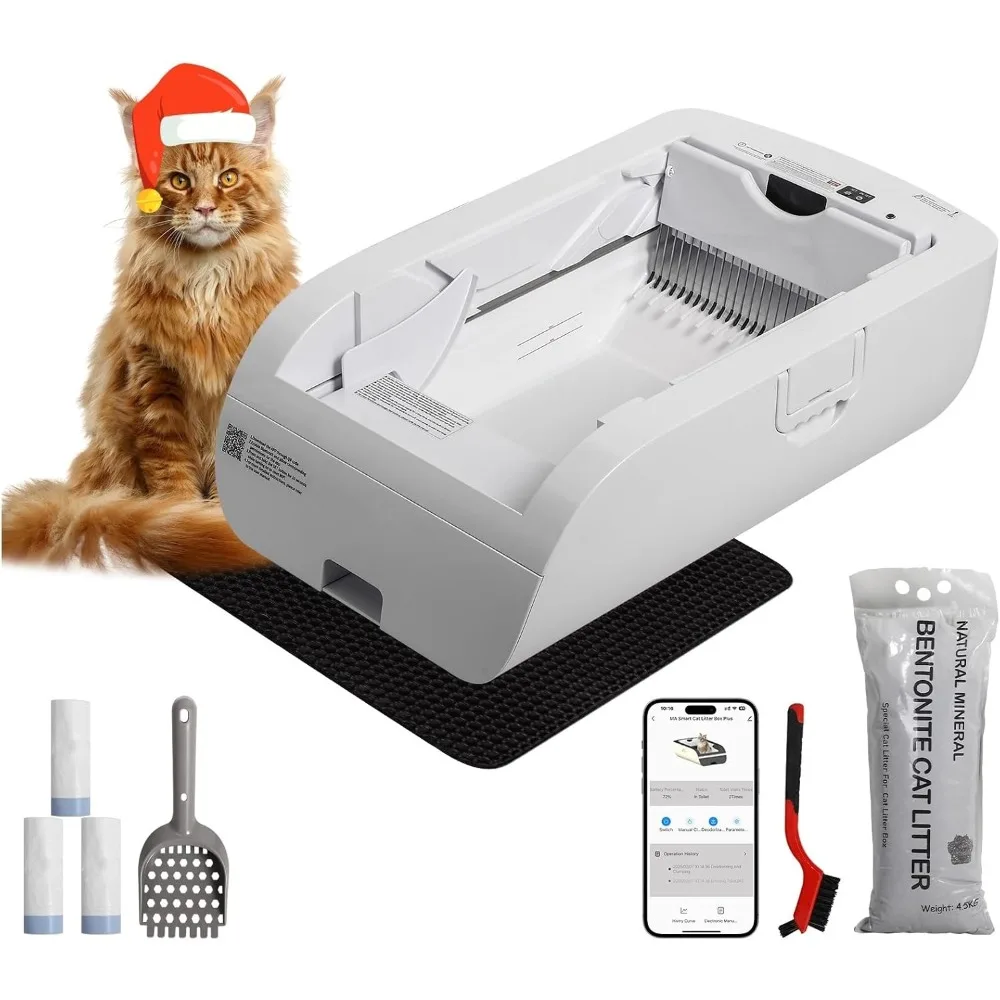 

Self Cleaning Litter Box,Open-Top Automatic Cat Litter Box APP Control (2.4G/5G) with Health Tracking, Dual Safety Sensors,Custo