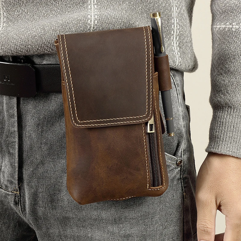 

Classic Leather Loop Holster Case - Belt-Mounted Phone Pouch for Samsung and iPhone, Stylish and Functional Design