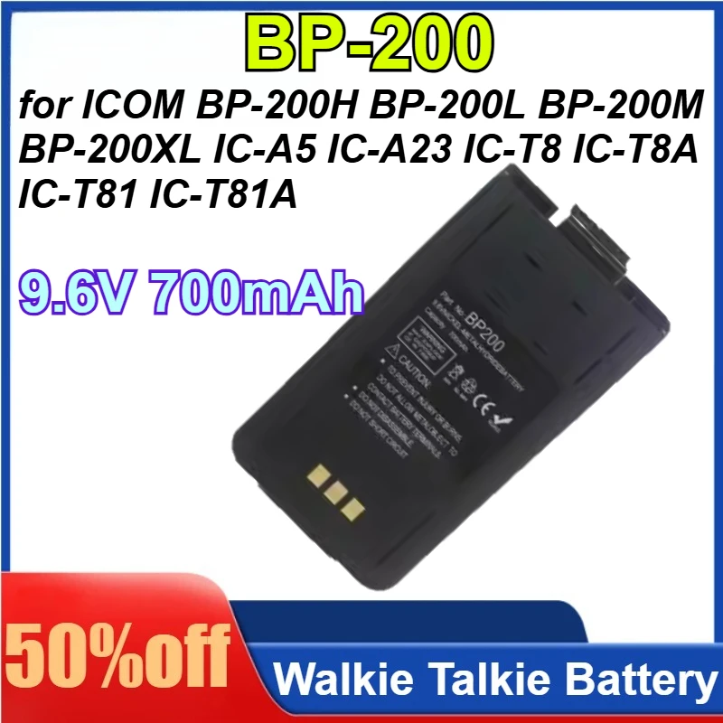 

BP-200 9.6V 700mAh for ICOM BP-200H BP-200L BP-200M BP-200XL IC-A5 IC-A23 IC-T8 IC-T8A IC-T81 IC-T81A Walkie Talkie Battery