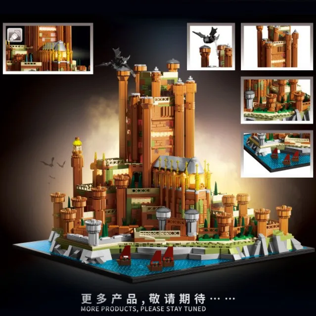 Middeleeuwse 2374pcs Red Castle Scarlet Model Bouwstenen Straat Architectonisch Landschap Assemblage Creatieve Puzzel Speelgoed Cadeau Kinderen