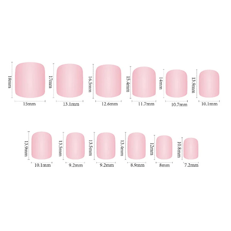 24 шт. короткие круглые накладные ногти с французским розовым блеском, накладные ногти с клеем, полное покрытие, съемные, глянцевые, носимые, пресс на кончиках ногтей