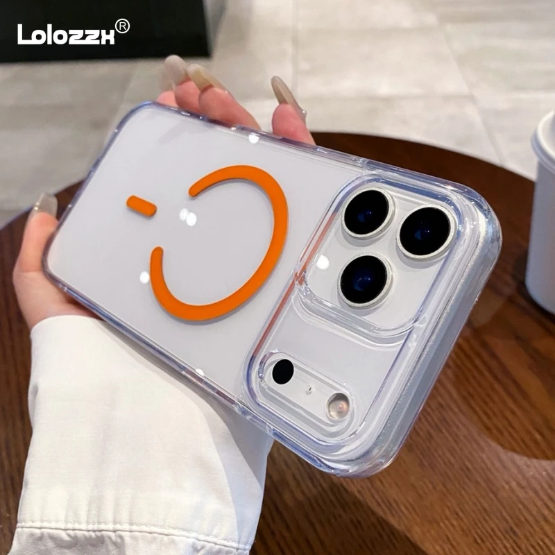 

Luxury Transparent Acrylic Phone Case For iPhone 17 Air 17 Pro Max For Magsafe Magnetic Wireless Charging Shockproof Clear Cover