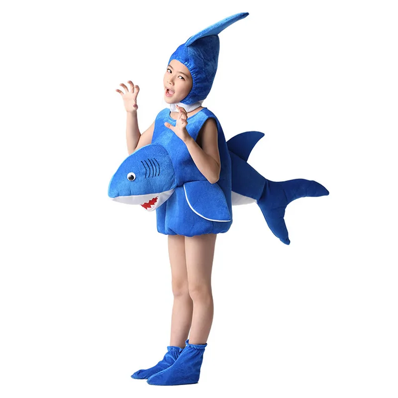 Shark Cosplay Anime 3D Costume Kids Performance Marine animals Children‘s Clothing Set Hat Shoe Sea Turtles Hippocampus Dolphins