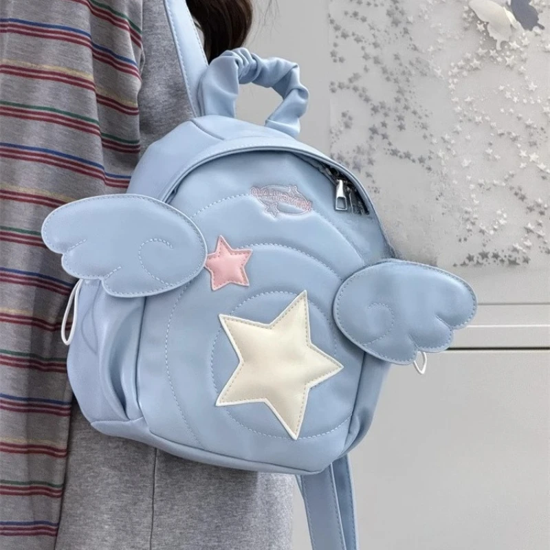 

Pu Cute Star Letter Embroidery Backpack Y2k Aesthetic Mini Women Schoolbags Fashion Kawaii Sweet Backpacks for College Students