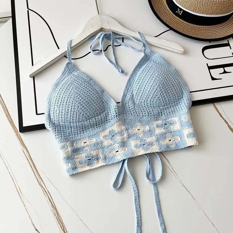 

Ethnic Women's Swimsuit Fashionable Bohemian With Breast Pads Summer Suspenders Sexy Crochet Short Vest Street Home Wear