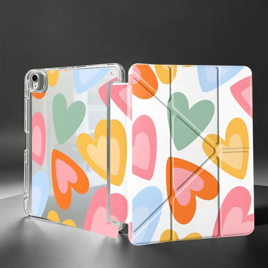 Tablet Case For Samsung Galaxy Tab S8 A9 Plus S9 Plus S10 Lite S7 FE A8 A11 With Pen Slot Cover Colorful Heart