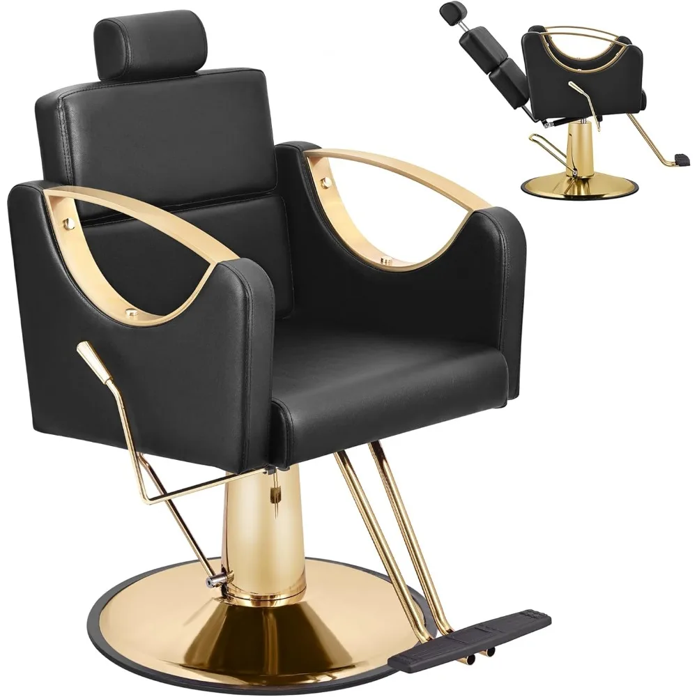 

Salon Chair for Hair Stylist, Reclining Barber Styling Chairwith360°Swivel for Home Barbershop,Hair Armchair with Hydraulic Pump