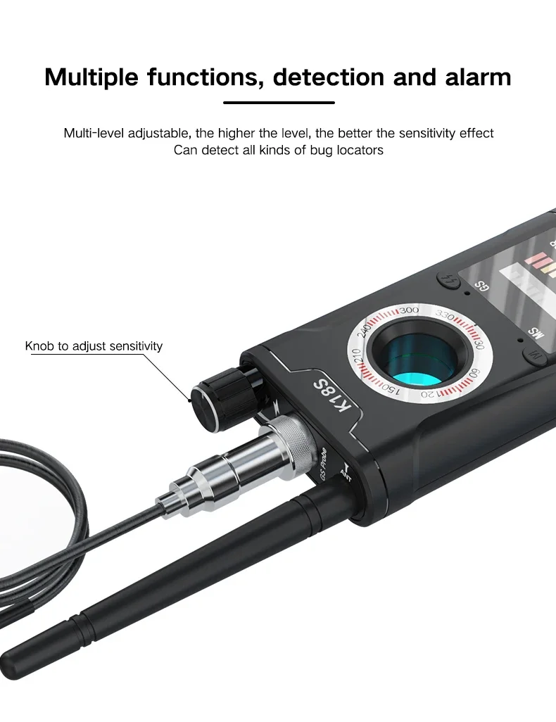 Rilevatore anti-spia, rilevamento di insetti nascosti, rilevatori RF Dispositivo scanner Rilevatore GPS per localizzatore GPS Dispositivo di ascolto Cerca fotocamera