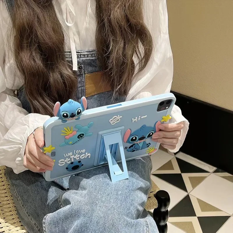 

Cartoon Cute Stitch Case For iPad 7/8/9th 10.2in 10th Gen 10.9in Mini 6 5 4 Air 1 2 4 5 Stand Tablet Protective Silicone Cover