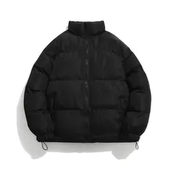 Zimowa ciepła kurtka męska jednolite, luźne Retro parki płaszcze męskie stójka Unisex Puffer kurtka damska nowa, w stylu Streetwear