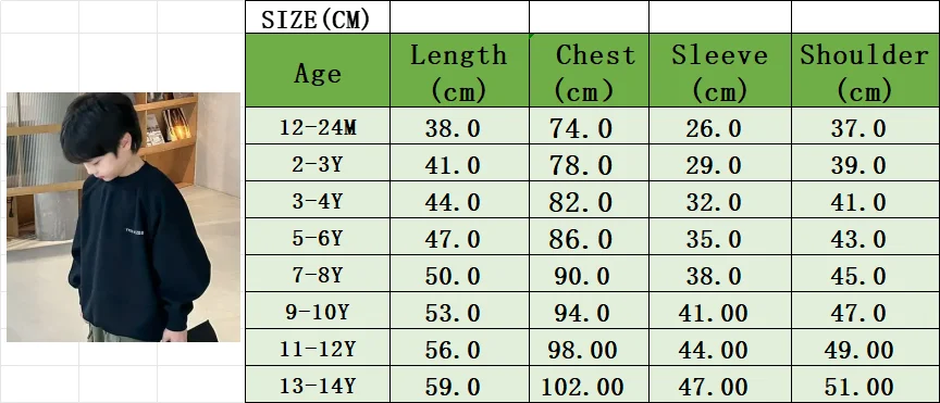 New 2024 Children\'s Sweatshirt All-match Korean Style Letter Sweatshirt Tops for Boys Girls Children Autumn Hoodies (ONLY 1pcs)