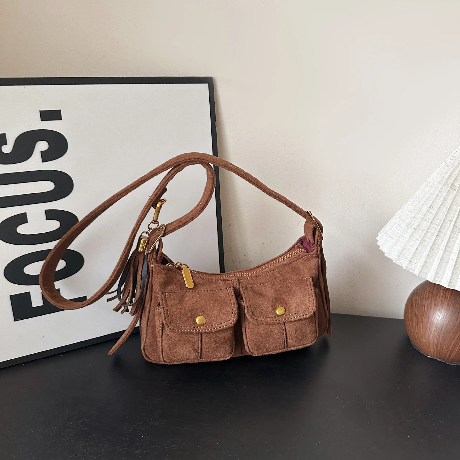 

2025 Biker Top Handle Bag, Matte Leopard Underarm Purse for Women, Niche Commuter Crossbody, Chic Day to Night Tote, Textured